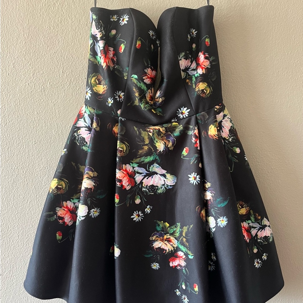 Hannah Black and Floral Homecoming Dress